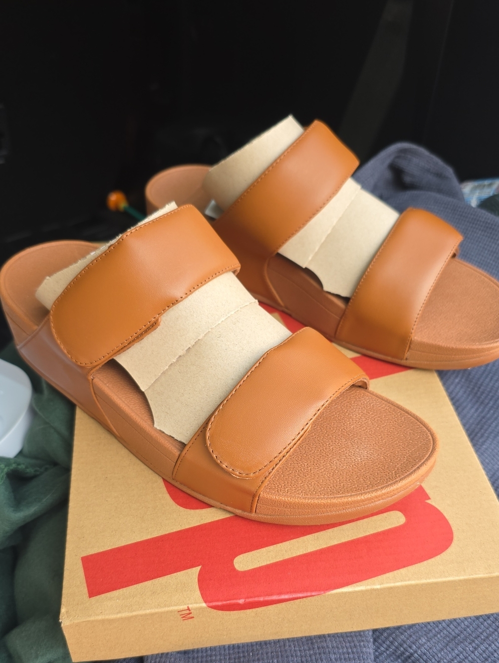 Fitflop Women's Cognac Double-Strap Slide Sandals